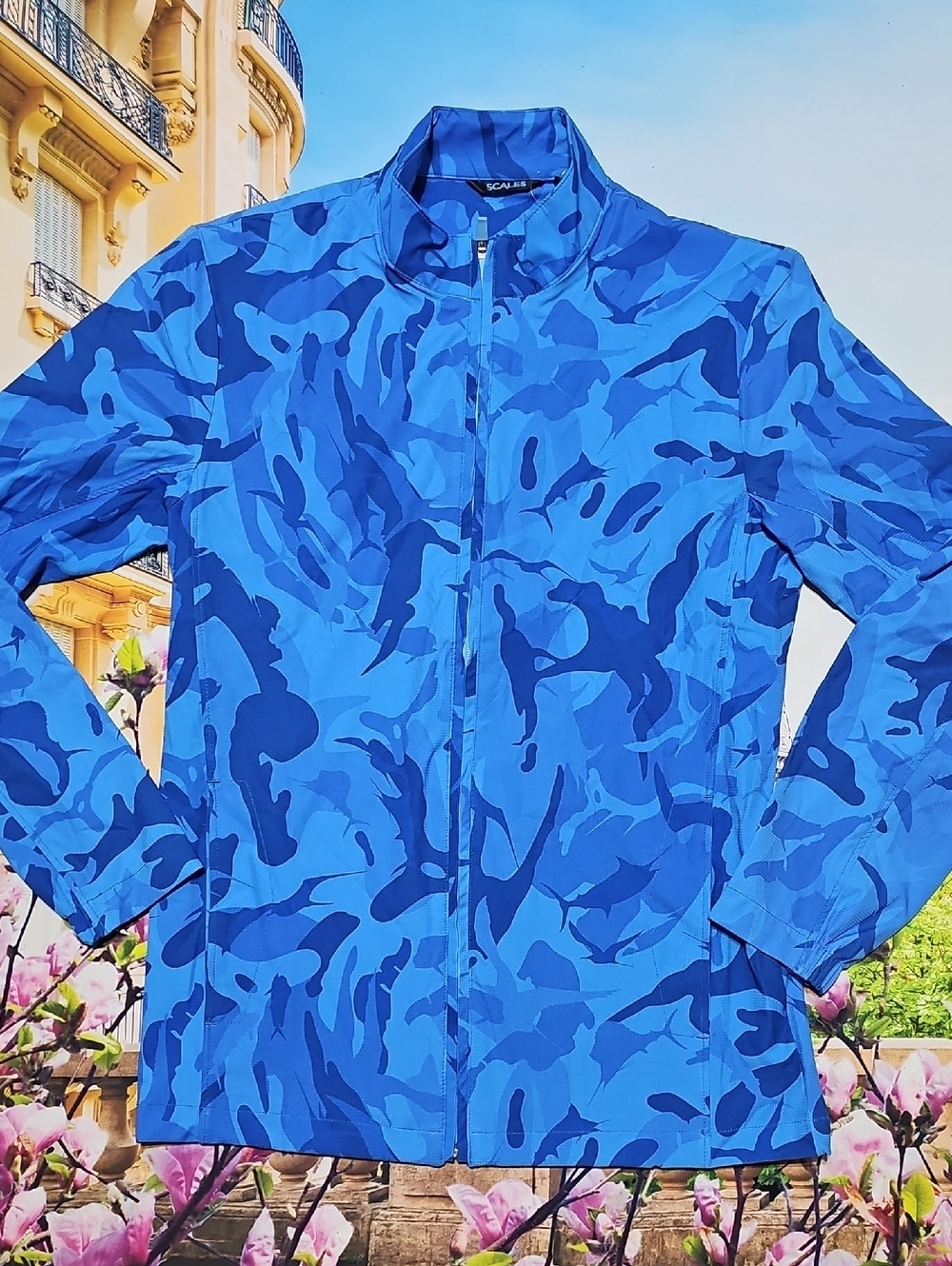 Scales Camouflage Blue Full Zip Jacket Size Small NWT